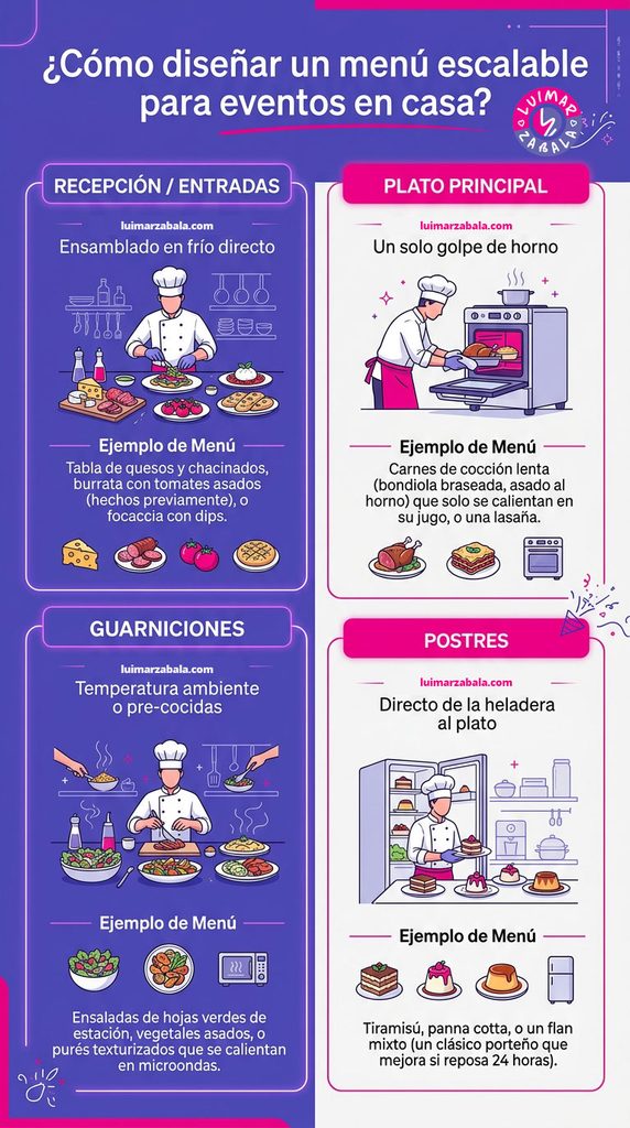 como organizar un menu para eventos en casa